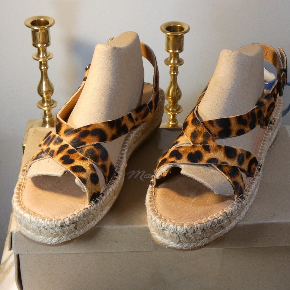 Madewell Leopard-Print Espadrille Sandals - Tan, Black